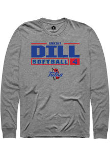 Annika Dill  Tulsa Golden Hurricane Graphite Rally NIL Stacked Box Long Sleeve T Shirt