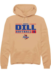 Annika Dill  Rally Tulsa Golden Hurricane Mens Gold NIL Stacked Box Long Sleeve Hoodie