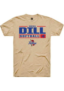 Annika Dill  Tulsa Golden Hurricane Tan Rally NIL Stacked Box Short Sleeve T Shirt
