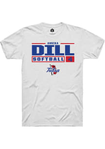 Annika Dill  Tulsa Golden Hurricane White Rally NIL Stacked Box Short Sleeve T Shirt