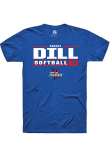 Annika Dill  Tulsa Golden Hurricane Blue Rally NIL Stacked Box Short Sleeve T Shirt