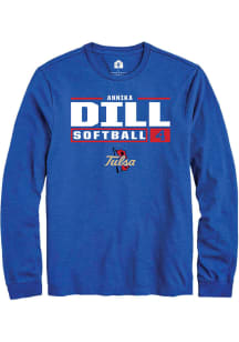 Annika Dill  Tulsa Golden Hurricane Blue Rally NIL Stacked Box Long Sleeve T Shirt