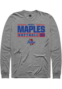 Brinly Maples  Tulsa Golden Hurricane Graphite Rally NIL Stacked Box Long Sleeve T Shirt