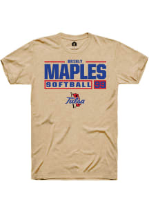 Brinly Maples  Tulsa Golden Hurricane Tan Rally NIL Stacked Box Short Sleeve T Shirt