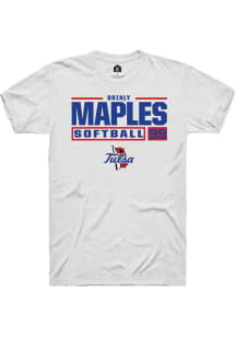 Brinly Maples  Tulsa Golden Hurricane White Rally NIL Stacked Box Short Sleeve T Shirt