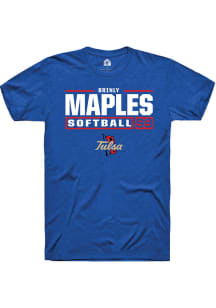 Brinly Maples  Tulsa Golden Hurricane Blue Rally NIL Stacked Box Short Sleeve T Shirt