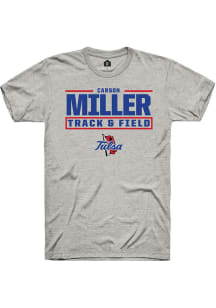 Carson Miller  Tulsa Golden Hurricane Ash Rally NIL Stacked Box Short Sleeve T Shirt