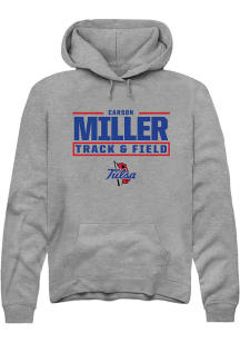 Carson Miller  Rally Tulsa Golden Hurricane Mens Graphite NIL Stacked Box Long Sleeve Hoodie