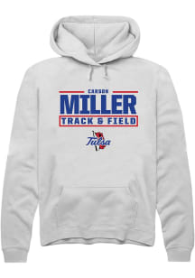 Carson Miller  Rally Tulsa Golden Hurricane Mens White NIL Stacked Box Long Sleeve Hoodie