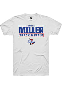 Carson Miller  Tulsa Golden Hurricane White Rally NIL Stacked Box Short Sleeve T Shirt