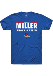 Carson Miller  Tulsa Golden Hurricane Blue Rally NIL Stacked Box Short Sleeve T Shirt
