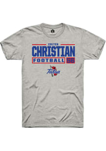 Colten Christian  Tulsa Golden Hurricane Ash Rally Football NIL Stacked Box Short Sleeve T Shirt