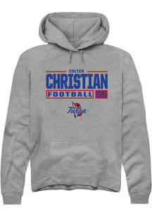 Colten Christian  Rally Tulsa Golden Hurricane Mens Graphite Football NIL Stacked Box Long Sleeve..