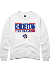 Colten Christian  Rally Tulsa Golden Hurricane Mens White Football NIL Stacked Box Long Sleeve Cre..