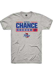 Hannah Chance  Tulsa Golden Hurricane Ash Rally NIL Stacked Box Short Sleeve T Shirt