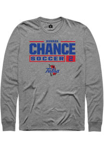 Hannah Chance  Tulsa Golden Hurricane Graphite Rally NIL Stacked Box Long Sleeve T Shirt