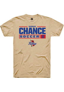Hannah Chance  Tulsa Golden Hurricane Tan Rally NIL Stacked Box Short Sleeve T Shirt