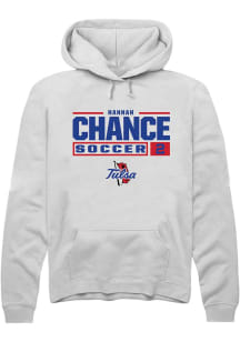 Hannah Chance  Rally Tulsa Golden Hurricane Mens White NIL Stacked Box Long Sleeve Hoodie