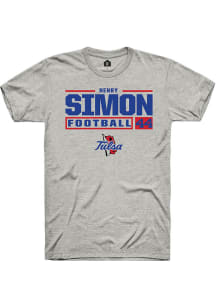 Henry Simon  Tulsa Golden Hurricane Ash Rally Football NIL Stacked Box Short Sleeve T Shirt