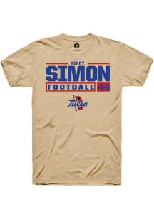 Henry Simon  Tulsa Golden Hurricane Tan Rally Football NIL Stacked Box Short Sleeve T Shirt