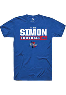 Henry Simon  Tulsa Golden Hurricane Blue Rally Football NIL Stacked Box Short Sleeve T Shirt