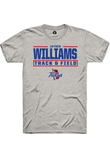 Jayden Williams  Tulsa Golden Hurricane Ash Rally NIL Stacked Box Short Sleeve T Shirt