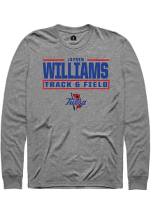 Jayden Williams  Tulsa Golden Hurricane Graphite Rally NIL Stacked Box Long Sleeve T Shirt