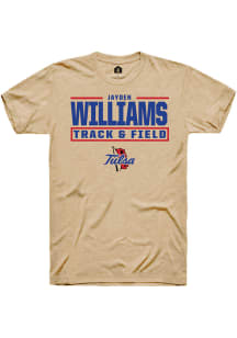 Jayden Williams  Tulsa Golden Hurricane Tan Rally NIL Stacked Box Short Sleeve T Shirt