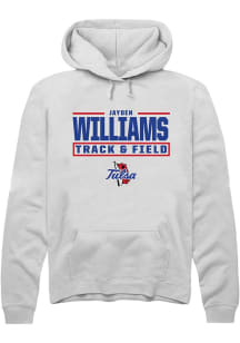 Jayden Williams  Rally Tulsa Golden Hurricane Mens White NIL Stacked Box Long Sleeve Hoodie
