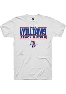 Jayden Williams  Tulsa Golden Hurricane White Rally NIL Stacked Box Short Sleeve T Shirt
