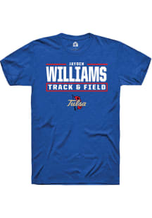 Jayden Williams  Tulsa Golden Hurricane Blue Rally NIL Stacked Box Short Sleeve T Shirt
