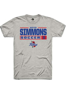 Kaylyn Simmons  Tulsa Golden Hurricane Ash Rally NIL Stacked Box Short Sleeve T Shirt