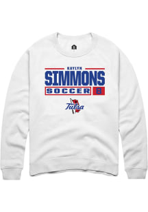 Kaylyn Simmons  Rally Tulsa Golden Hurricane Mens White NIL Stacked Box Long Sleeve Crew Sweatshir..