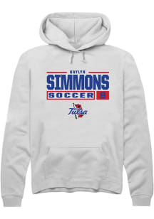 Kaylyn Simmons  Rally Tulsa Golden Hurricane Mens White NIL Stacked Box Long Sleeve Hoodie
