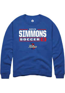 Kaylyn Simmons  Rally Tulsa Golden Hurricane Mens Blue NIL Stacked Box Long Sleeve Crew Sweatshirt
