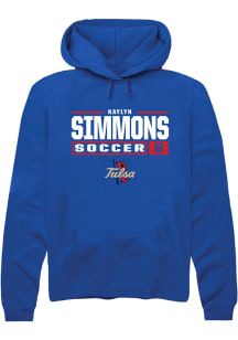 Kaylyn Simmons  Rally Tulsa Golden Hurricane Mens Blue NIL Stacked Box Long Sleeve Hoodie