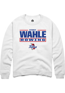 Sydney Wahle  Rally Tulsa Golden Hurricane Mens White NIL Stacked Box Long Sleeve Crew Sweatshirt