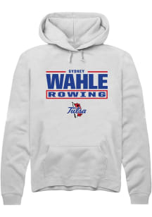 Sydney Wahle  Rally Tulsa Golden Hurricane Mens White NIL Stacked Box Long Sleeve Hoodie