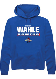 Sydney Wahle  Rally Tulsa Golden Hurricane Mens Blue NIL Stacked Box Long Sleeve Hoodie