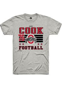 Jake Cook  Ohio State Buckeyes Ash Rally Football NIL Striped Short Sleeve T Shirt