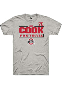 Jake Cook  Ohio State Buckeyes Ash Rally Football NIL Stacked Box Short Sleeve T Shirt