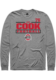 Jake Cook  Ohio State Buckeyes Graphite Rally Football NIL Stacked Box Long Sleeve T Shirt