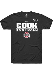 Jake Cook  Ohio State Buckeyes Black Rally Football NIL Stacked Box Short Sleeve T Shirt
