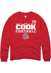 Jake Cook  Rally Ohio State Buckeyes Mens Red Football NIL Stacked Box Long Sleeve Crew Sweatshirt
