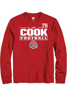 Jake Cook  Ohio State Buckeyes Red Rally Football NIL Stacked Box Long Sleeve T Shirt
