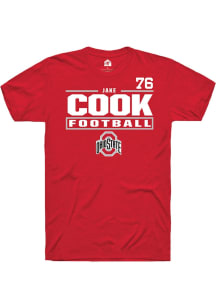Jake Cook  Ohio State Buckeyes Red Rally Football NIL Stacked Box Short Sleeve T Shirt