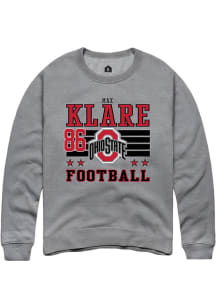 Max Klare  Rally Ohio State Buckeyes Mens Grey Football NIL Striped Long Sleeve Crew Sweatshirt