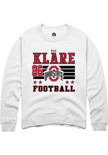 Max Klare  Rally Ohio State Buckeyes Mens White Football NIL Striped Long Sleeve Crew Sweatshirt