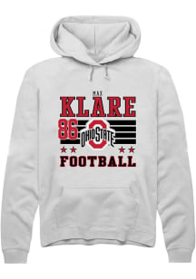 Max Klare  Rally Ohio State Buckeyes Mens White Football NIL Striped Long Sleeve Hoodie
