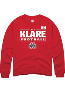 Max Klare  Rally Ohio State Buckeyes Mens Red Football NIL Stacked Box Long Sleeve Crew Sweatshirt